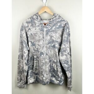 Negative Space Hoodie Men's Lg Camo Lightweight Waffle Knit Full Zip Cozy